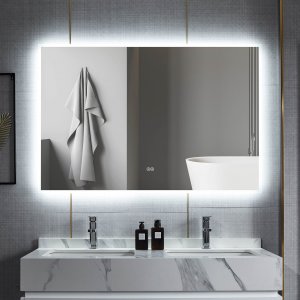 Baderomsspeil 140 x 100 cm med LED-belysning og antidugg