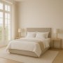1 Vindhodegavl 140 cm bred - Beige imitert skinn