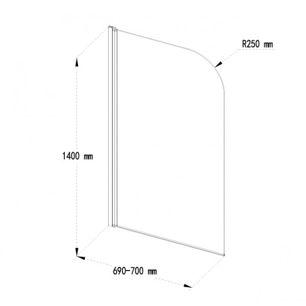 Badekarvegg Novelle - Avrundede hjørner | Krom Badekarvegg Novelle - Avrundede hjørner | Krom