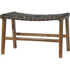 Fotskammel Porto Stor - Svart / Teak