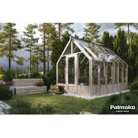 Drivhus Emilia med fundament 8,2 m² – Gråbehandlet tre - Herdet glas Drivhus Emilia med fundament 8,2 m² – Gråbehandlet tre - Herdet glas