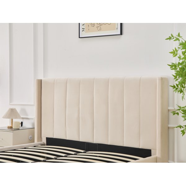 Sengeramme med oppbevaring inkludert hodegavl 160 x 200 cm beige - Bianca