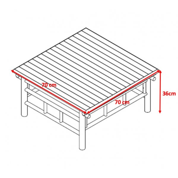 Tinka bambus utend�rs gruppe; 3-seters sofa med bord og 2 lenestoler - Bambus