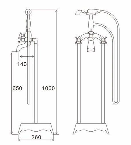 Frittstående badekarbatteri L007 - Krom Frittstående badekarbatteri L007 - Krom