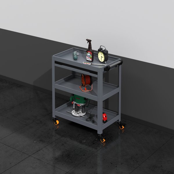 Arbeidsvogn med pinnebrett | 3 hyller | kompakt design