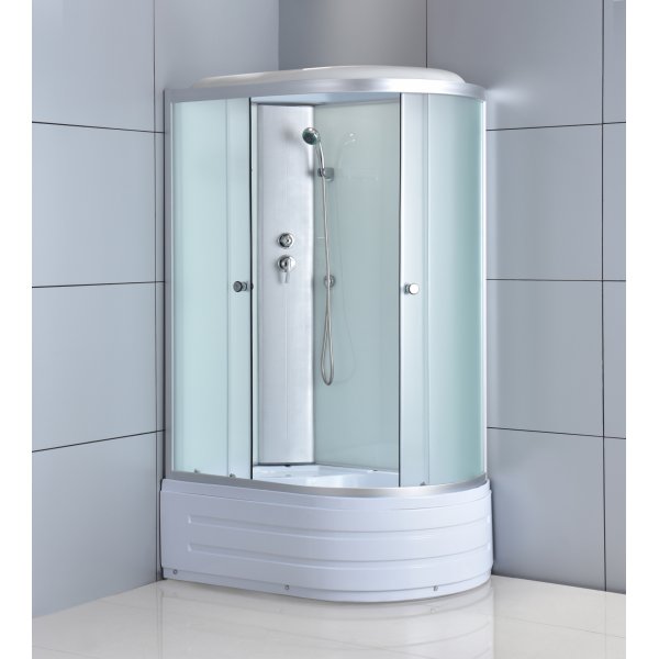 Dusjkabinett 120�80x210 cm | Hvitt glass og massasjedyser | Nereida