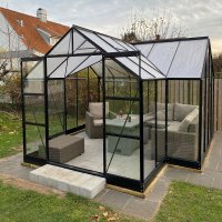 Drivhus Saturnus med herdet glass - 12,8 m² Drivhus Saturnus med herdet glass - 12,8 m²