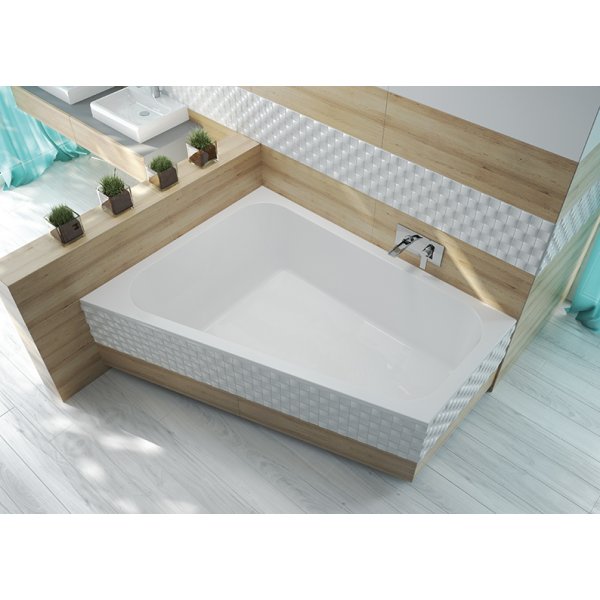 Trapezium badekar for innbygging - Free Line | venstremontert modell | Dybde 45 cm