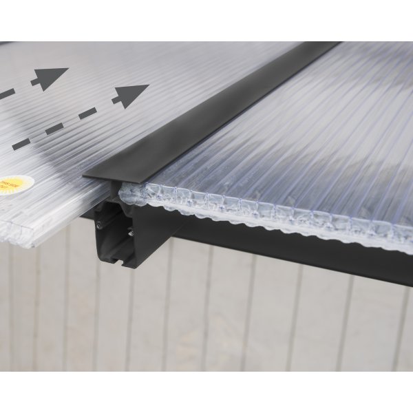 Canopia Olympia Balkongtak i Aluminium 3 x 9 - Mørk grått/klart glass Canopia Olympia Balkongtak i Aluminium 3 x 9 - Mørk grått/klart glass