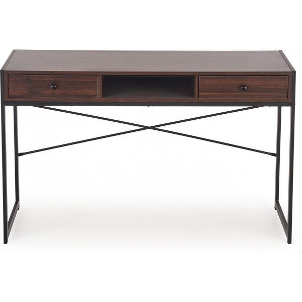 Skrivebord med skuffer valn�tt 123 cm bredt