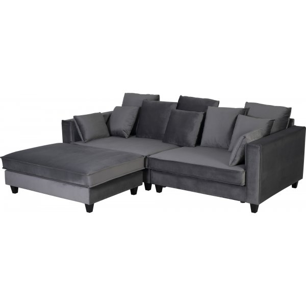 Fotskammel 122x86 cm m�rkegr� fl�yel - Brandy