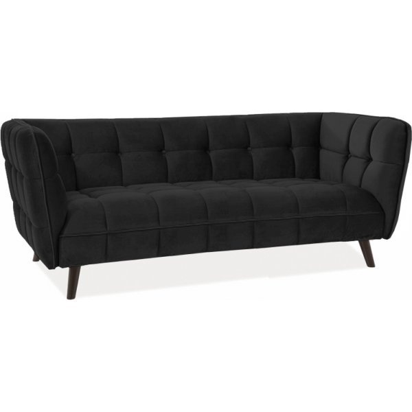 3-seters sofa i sort fløyel 3-seters sofa i sort fløyel