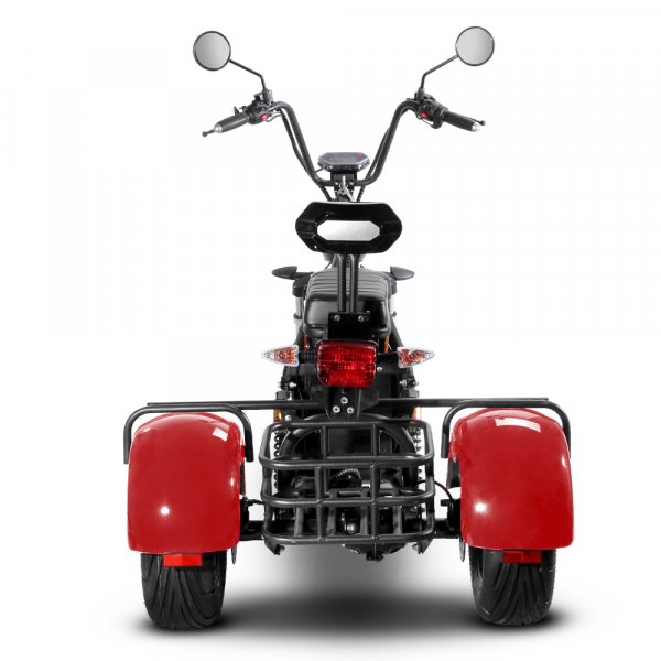 Elscooter Trehjuling - Rød 2000W + Lås kjede Elscooter Trehjuling - Rød 2000W + Lås kjede