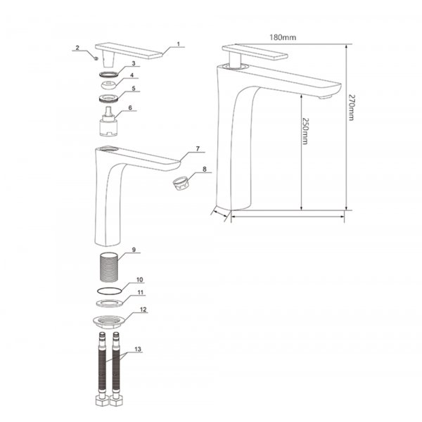 Peony Servantbatteri - Høy tut | Hvit/gull Peony Servantbatteri - Høy tut | Hvit/gull
