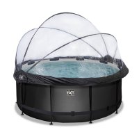 Basseng ø 360x122cm med tak og sandfilterpumpe - Svart Basseng ø 360x122cm med tak og sandfilterpumpe - Svart
