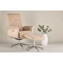 Lenestol med fotskammel Hag�n - beige teddy hvitvasket