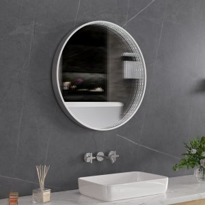 Tunnelspeil 60 cm med LED-belysning og aluminiumsramme