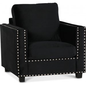 Lenestol i sort fl�yel med nagler - Art Deco