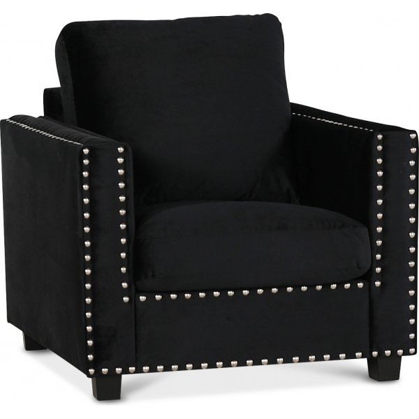 Lenestol i sort fl�yel med nagler - Art Deco