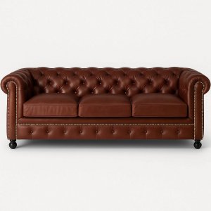 Chesterfield 3-seters sofa 220 cm brunt skinn Chesterfield 3-seters sofa 220 cm brunt skinn
