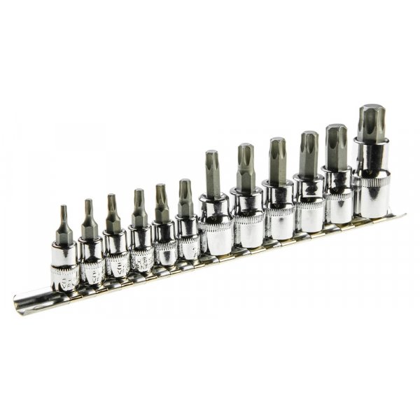 Torx bits fatninger 1/4", 3/8", 1/2" - 12 stykker