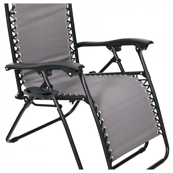 Sammenleggbar solseng med drikkeholder - Gr / Svart Baden Baden + Tekstilimpregnering for utembler