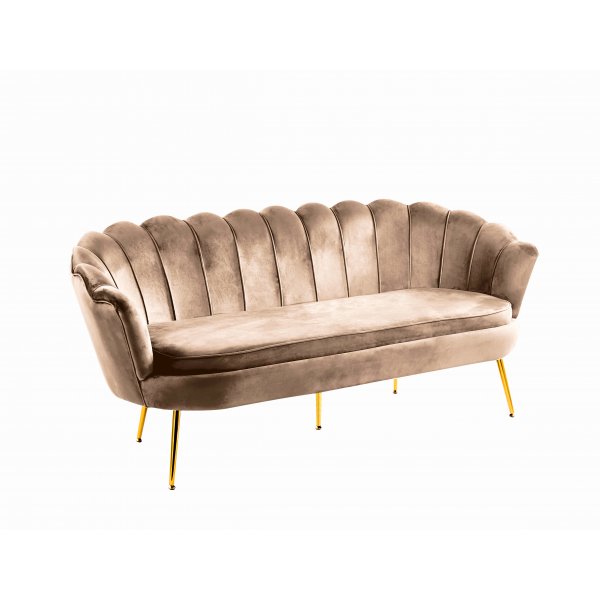 Sofa 3-seter i m�rk beige fl�yel/messing - Kingsley