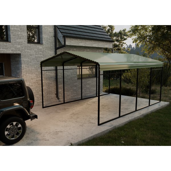 Carport med metallramme og fargeplate