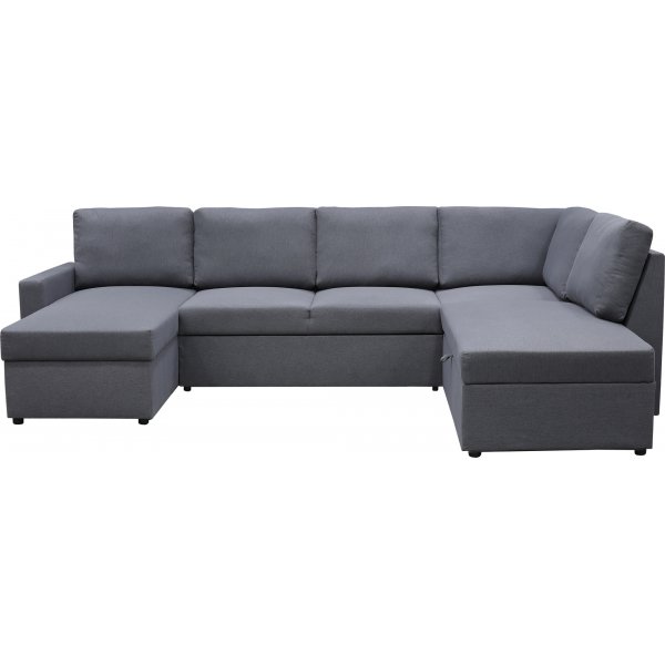 U-formet sovesofa Dream med oppbevaring - 299 cm - m�rkegr�