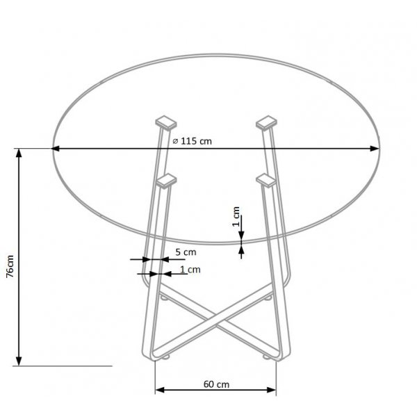 Raphael rundt spisebord 115 cm - Hvit (Glass) / Metall