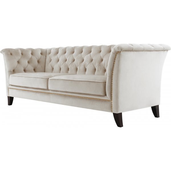 Chesterfield 3-seters sofa 210 cm beige fl�yel