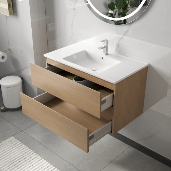 Baderomsmbler Milan 80 cm - Lyst tre