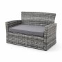 Loungegruppe 4 personer med sofa, 2 lenestoler og bord i herdet glass - Gr� utem�belgruppe for balkong og terrasse