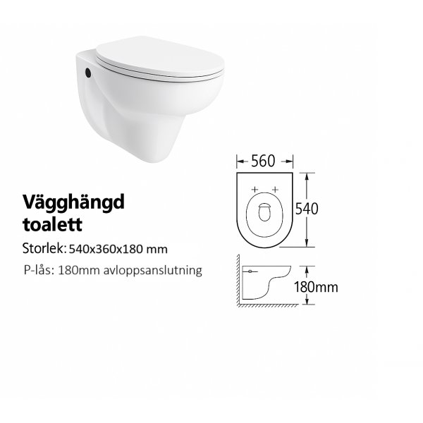 Vegghengt toalett Lind - Hvit