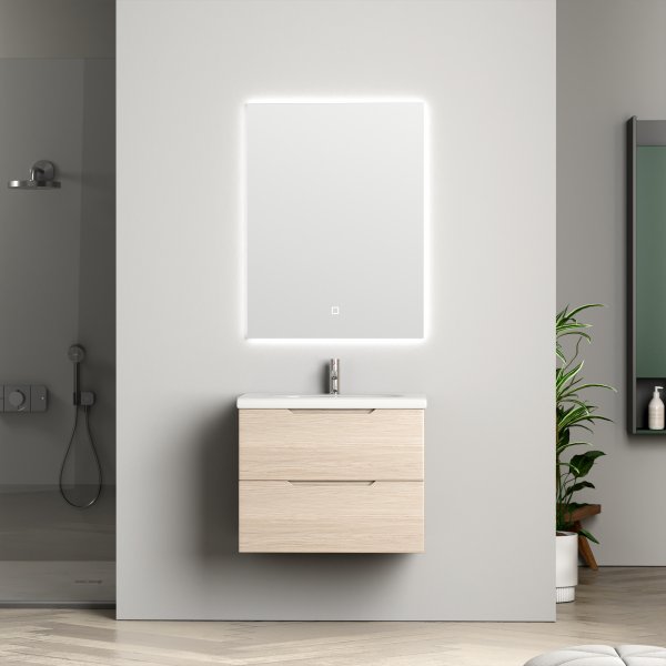 Baderomsmbel Vega 60 cm - Lys treimitasjon + Toalettpapirholder