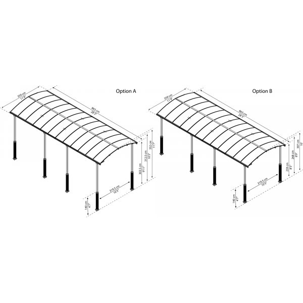 Canopia Alpine Metal Carport For Bobil 3,6 x 8,5 - Gr�