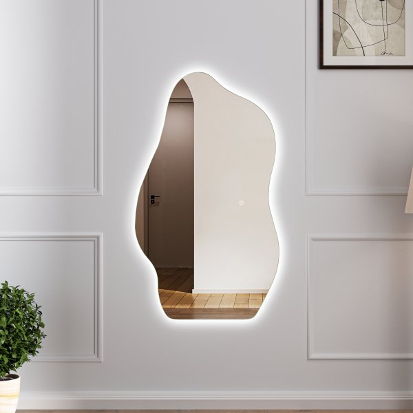 Stort speil 120x70 cm | LED-belysning med dimmer | Bianca