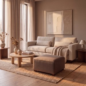 Sofa 218 cm lys beige avtakbart trekk - Montana
