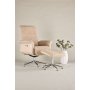 Lenestol med fotskammel Hag�n - beige teddy hvitvasket
