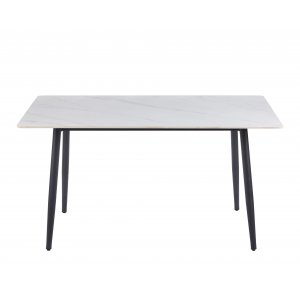 Inez spisebord med keramisk hvit matt marmor - 140x80 cm