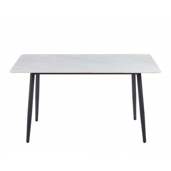 Inez spisebord med keramisk hvit matt marmor - 140x80 cm
