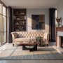 1 Beige Chesterfield 3-seters sofa Milton - Fløyel, bredde 210 og dybde 82 cm