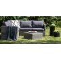 Ingelstorp hjrnesofa med fotskammel - Gr kunstrotting