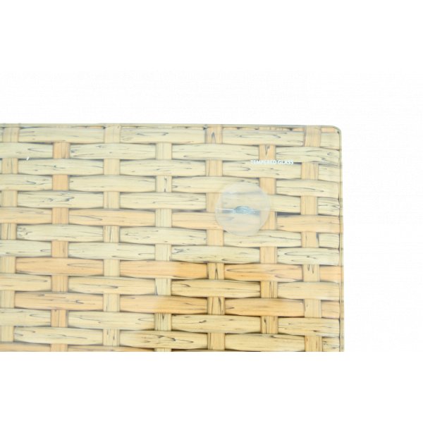 Loungegruppe i kunstrotting | Sofa med bord og 2 barkrakker til terrassen | Beige