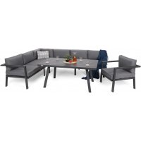 Hjørnesofa Miami + lenestol & bord - Grå/mørkegrå Hjørnesofa Miami + lenestol & bord - Grå/mørkegrå