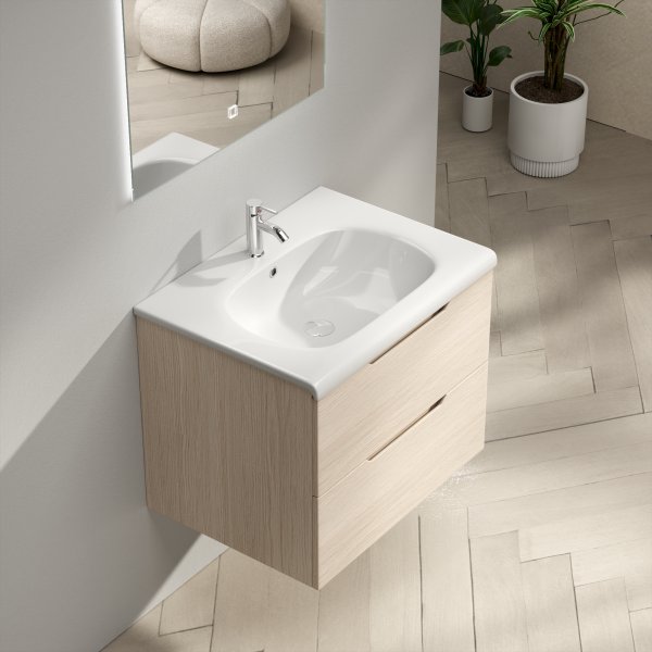 Baderomsmbel Vega 60 cm - Lys treimitasjon + Toalettpapirholder