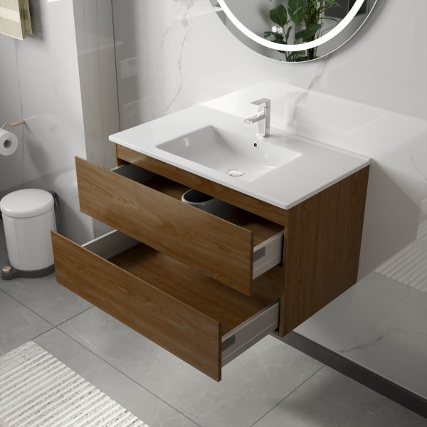 Baderomsmbler Milan 80 cm - Valntt + Toalettpapirholder