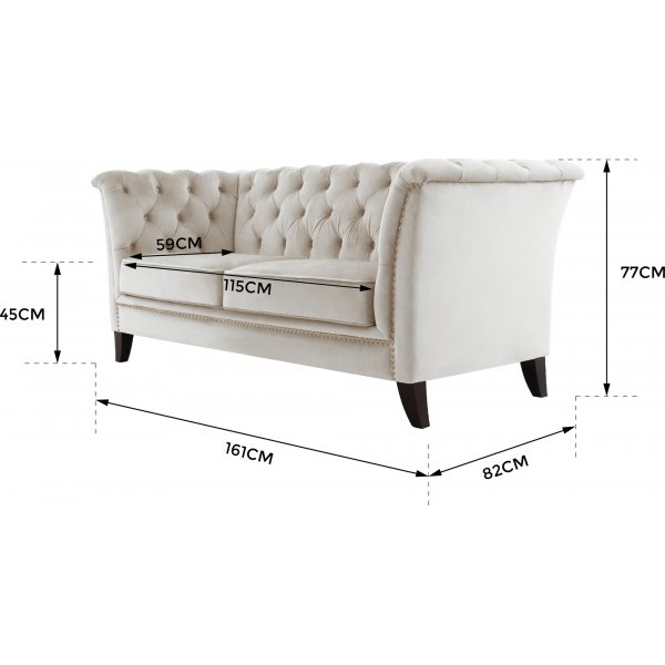 Sofa 2-seter Chesterfield blå - Milton Sofa 2-seter Chesterfield blå - Milton