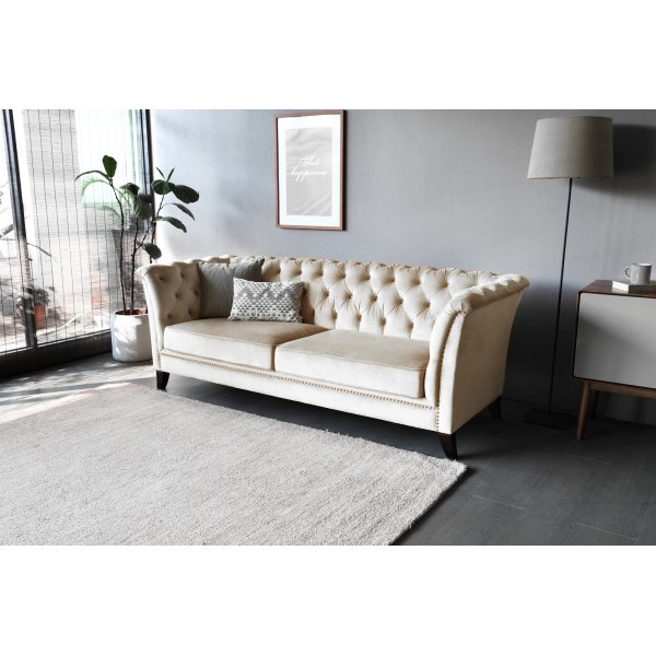 Sofa 3-seters Chesterfield beige - Milton