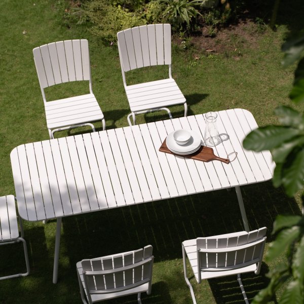 Holmsund matvaregruppe; bord 180x80 cm med 6 stoler - hvitt + Tekstilimpregnering for utembler